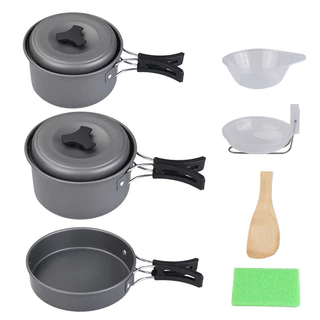 ชุดหม้อสนาม 1-6คน 3ขนาด ชุดครัวแคมปิ้ง 8ใน1 หม้อกะทะ 8-In-1 Mini Outdoor Cooking Picnic ชุดหม้อพกพา ตั้งแคมป์ เดินป่า