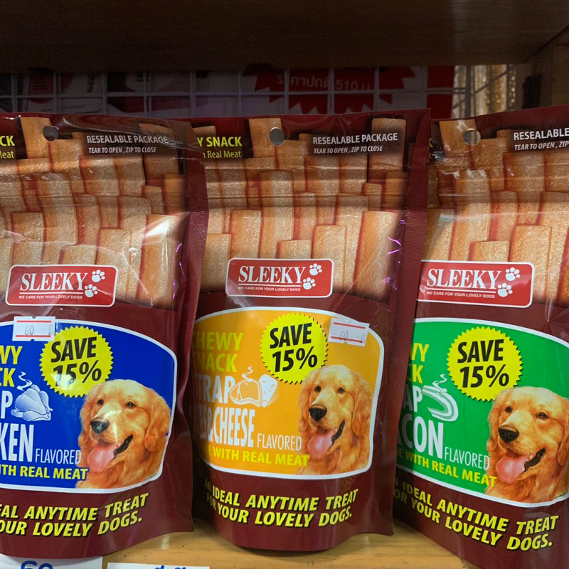 ขนมขัดฟัน สลิคกี้ชิววี่สแนค Sleeky Chewy Snack ถุงกลาง175g. ขนมแท่งหอมกลิ่นยั่วยวนน้องสุนัข ฮิตตลอดกาล