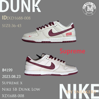 Supreme x  Nike SB Dunk Low  XD1688-008 Casual shoes, sports shoes, running shoes, ของแท้ 100% รองเท้าผ้าใบ