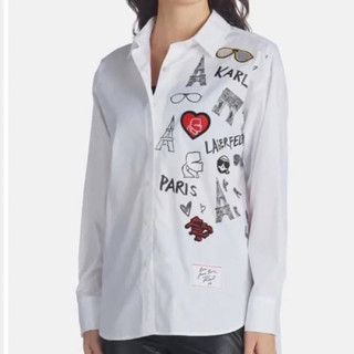 เสื้อเชิ้ต KARL LAGERFELD White Shirt Scenic Logo