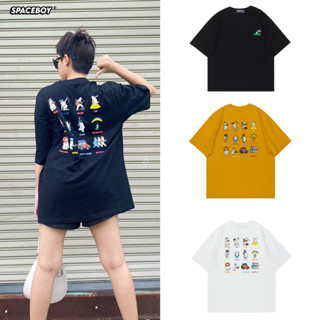 spaceboy เสื้อยืดโอเวอร์ไซส์แขนสั้น Unisex ลาย “ My holiday ” Oversize T-shirt [N320]