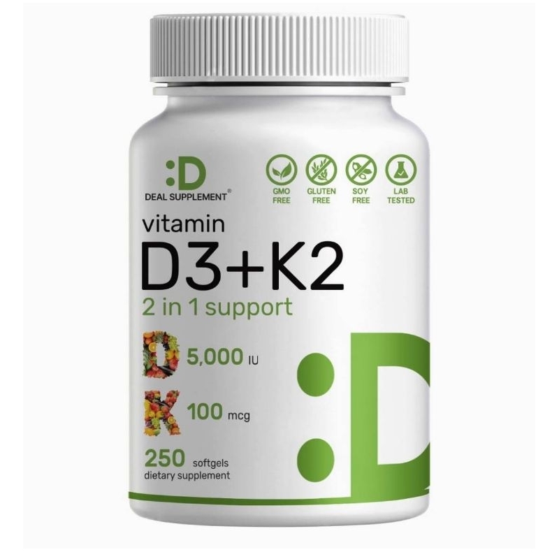 พร้อมส่ง New 250 Softgel : Vitamin D3 K2