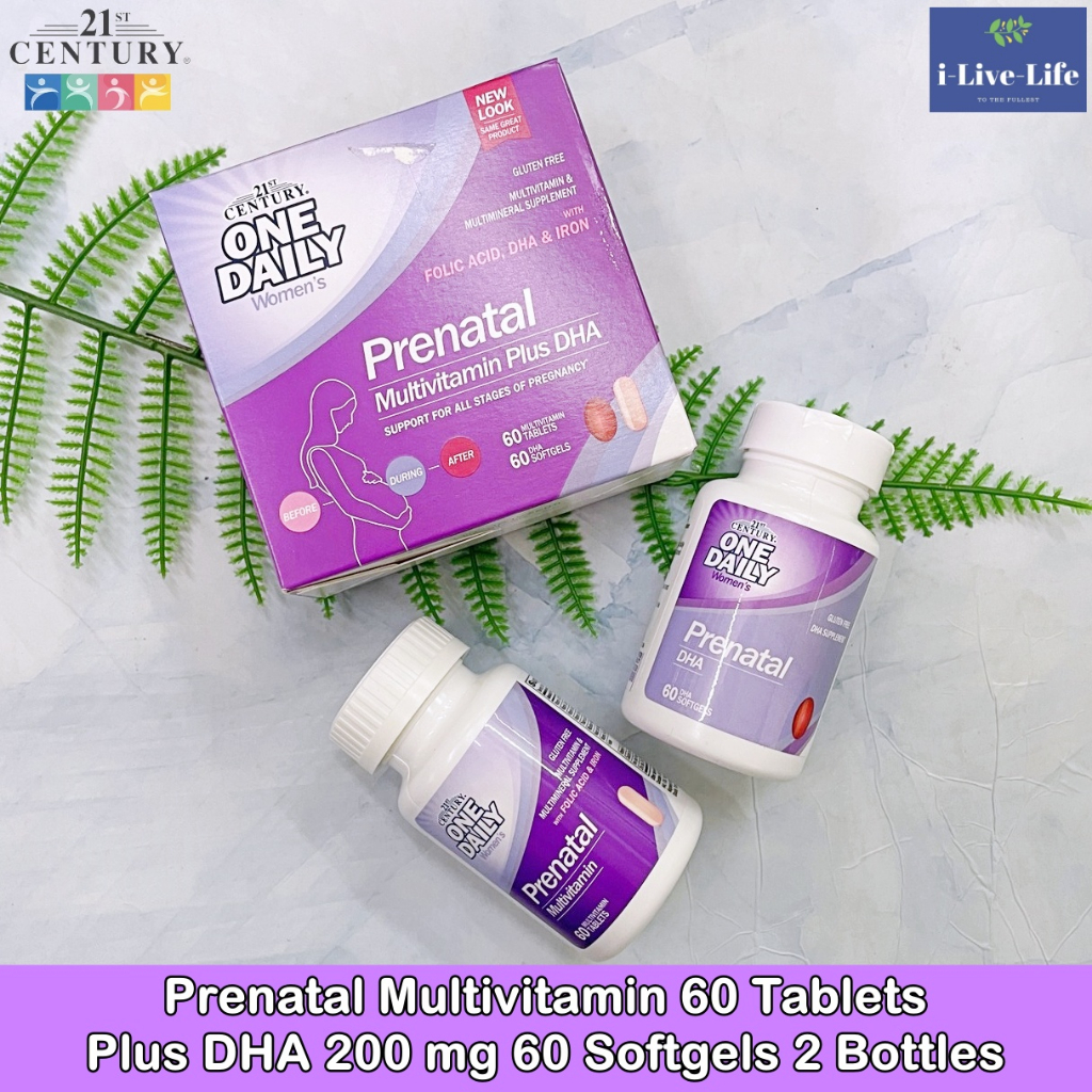21st Century - Prenatal Multivitamin 60 Tablets Plus DHA 200 mg 60 Softgels วิตามินเตรียมตั้งครรภ์