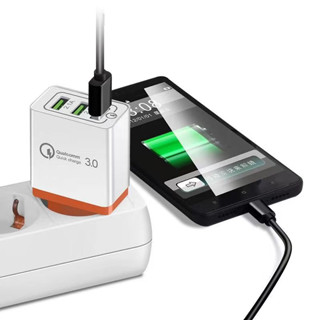 หัวชาร์จ Quicak  Charge 3.0  ขาแบน 2 ช่อง USB ชาร์จไว