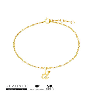 Gemondo สร้อยข้อมือทองคำ 9K ตัวอักษร D ประดับเพชร (Diamond) : ตัวอักษรทอง Initial letter