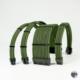 สายถักแต่งคอม [สีเขียวเข้มArmyGreen] [ExtensionSleeveCables] [รับประกัน 1 ปี] GalaxyWiringPC