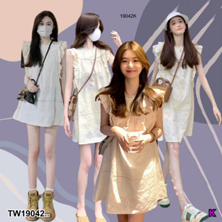 👗Pfashion [ส่งไวมาก🚛] P19042 เดรสสั้น แขนกุดแต่งระบาย ..