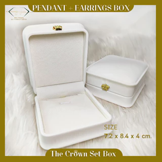 กล่องใส่เครื่องประดับสีขาว Crown Collection งานสุดหรู หุ้มหนัง PU วาววับ กล่องเครื่องประดับมงกุฎ