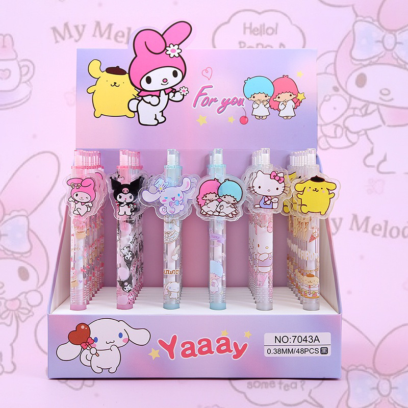 ปากกาเจลกด รวมลายการ์ตูนน่ารัก ปากกาเจลสีดำ พร้อมส่ง สุ่มสีสุ่มลาย