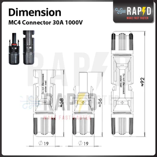 MC4 Connector Male Female ข้อต่อ แผงโซล่าเซลล์ 30A ราคาต่อ 1 คู่