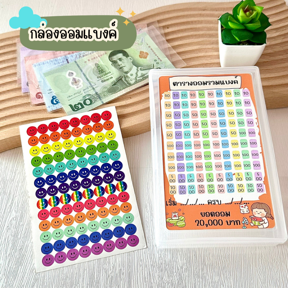 กล่องออมเงิน กล่องออมแบงค์ กระปุกออมเงิน พร้อมสติ๊กเกอร์ตารางออมเงิน - รูปที่ 2