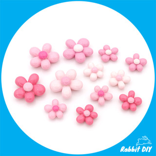 เรซิ่น ดอกไม้ 5 กลีบ โทนสีชมพู มี 2 ขนาด (แพ็กคละสี 8/12 ชิ้น)