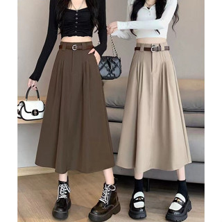 แบบใหม่สไตล์เกาหลี กระโปรงแฟชั่น กระโปรงยาว ผ้าใหม่สวมใส่สบาย เอวยางยืด ฟรีไซส์ 8182#