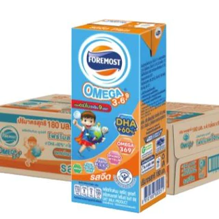 โฟร์โมสต์ นมUHT โอเมก้า รสจืด Foremost Omega 180 มิลลิลิตร (ขายยกลัง 36 กล่อง)