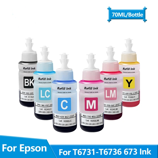 EPSON หมึกชุด 6 สี/ หมึก​ Epson673 สำหรับ L800 L805 L810 L1800 Premium