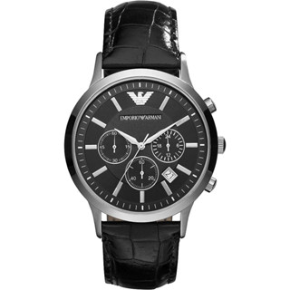 EMPORIO ARMANI นาฬิกาข้อมือผู้ชาย รุ่น AR2447 Classic Chronograph Black Dial - Black