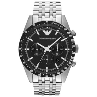 พร้อมสต็อก ! Emporio Armani Sportivo Chronograph Black Dial Silver นาฬิกาข้อมือผู้ชาย รุ่น AR5988 46mm