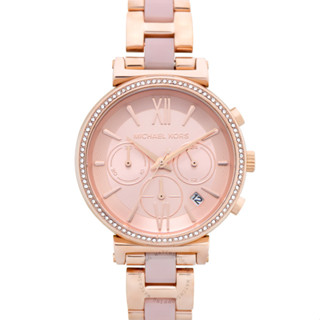 💯% New นาฬิกา MICHAEL KORS MK6560 Sofie Chronograph Crystal Rosegold Dial Ladies Watch, สี Rosegold ขนาด