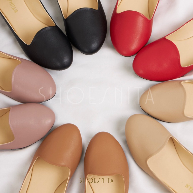 🌶️ NEW🌶️ รองเท้าคัชชู ส้นเตี้ย ส้นแบน  ใส่สบายเท้า SHOESNITA  NT_04