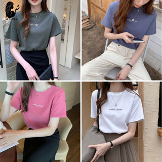 เสื้อยืดสไตล์เกาหลี น่ารัก สุดฮิต แฟชั่นคอกลม สีเรียบพาสเทล  ผ้านิ่ม ใส่สบาย งานสวยตรงปก TS1038