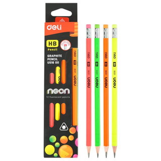 Deli Triangular Graphite Pencil ดินสอ สามเหลี่ยม แพ็ค 12 แท่ง เดลี่ #U518 00