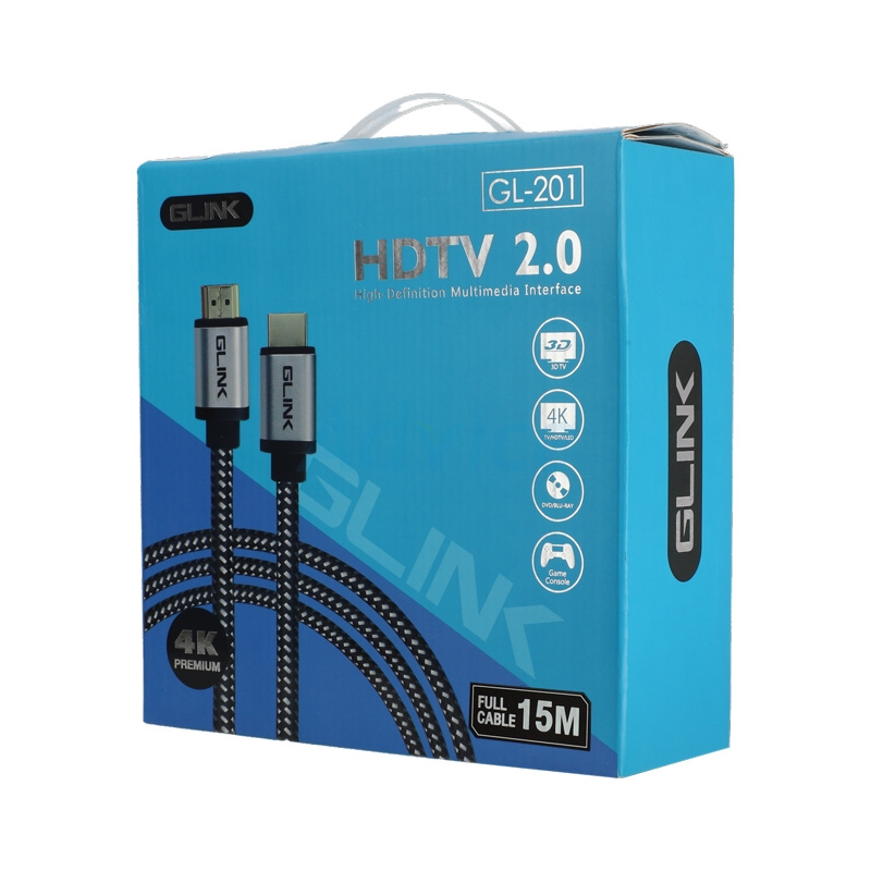 สาย HDMI 4K(V.2.0) (15M) GLINK GL201 สายถัก