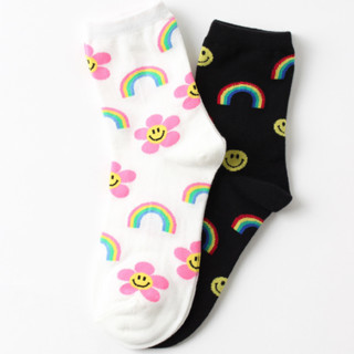 Chacha socks - ถุงเท้าข้อยาว rainbow แบรนด์นำเข้าจากเกาหลี