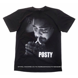 เสื้อยืด Post Malone แร็ปเปอร์ร็อค พิมพ์ลายกราฟิกขนาดใหญ่ที่ด้านหน้า เสื้อ Bootleg 100%cotton