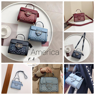 U.S OUTLET coach แท้ Morgan Top-handle Chambray Vintage Modern กระเป๋าสะพายข้างผู้หญิงแบบมีฝาปิด CH142