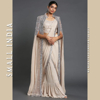 {**ส่งฟรี**} SMALL INDIA 🥻✨ Latest Design Sequnce Saree ชุดสาหรี 🥻✨ Women Beautiful Saree