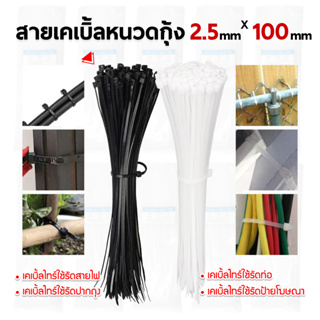 [ถุงละ 100 เส้น มี 2 สี ขาว/ดำ ]เคเบิ้ลไทร์ (Cable Tie) 4"/6"/8"/10"/12"/15" เหนียว รัดแน่น ล๊อกนาน ผลิตจาก Nylon 6