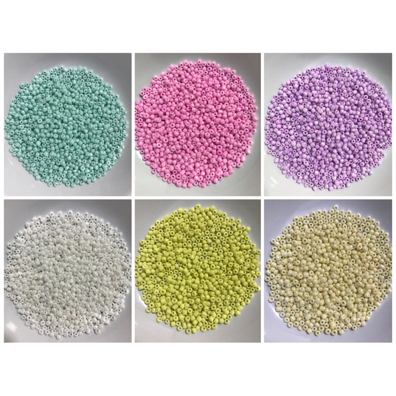 ลูกปัดเม็ดทรายสีพาสเทล | ขนาด 3 มิล | แบ่งขาย 10-20 กรัม