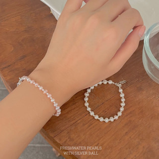 SissyJewelry // กำไลข้อมือมุก Freshwater pearls with silver ball