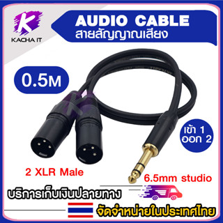 สายสัญญานเสียง สายไมโครโฟน AUDIO CABLE แจ็ค 6.5mm studio ออก 2 XLR ตัวผู้ สายยาว 0.5