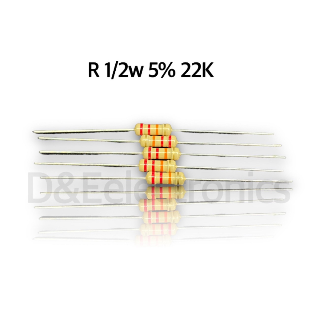 R Resistor ตัวต้านทานขนาด 1/2w 5% ค่า 22k (จำนวน 5ตัว) *!SALES!พิเศษ* 1 บาท กดได้ 2 ครั้ง