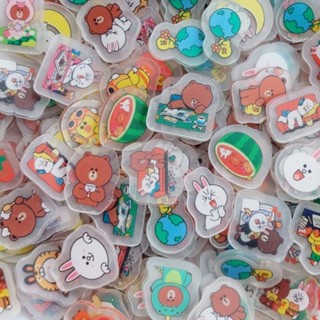 DIY - แผ่นอะคริลิค ไซส์จิ๋ว 2 cm ลาย บราวน์ (Brown) โคนี่ (Cony) Line Friends คละลาย 50 ชิ้น