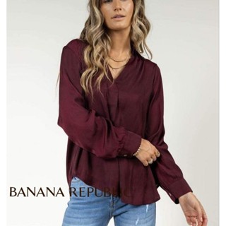 Banana Republic Ladies : Long Sleeve Satin Pullover, Burgundy