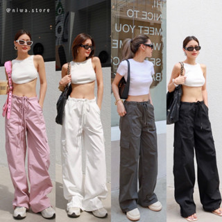 ✅เปิดพรีออเดอร์ (GM) Y2K nylon pant •กางเกงผ้าร่มเอวรูดเชือก เนื้อผ้าดีมาก สุดปังๆ จริงๆ