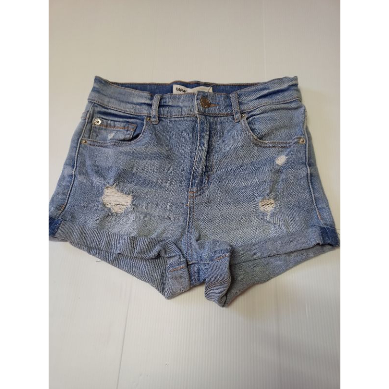 AA10 Garage ยีนส์ขาสั้นเอวสูงผ้ายืดมือสอง เอว 26