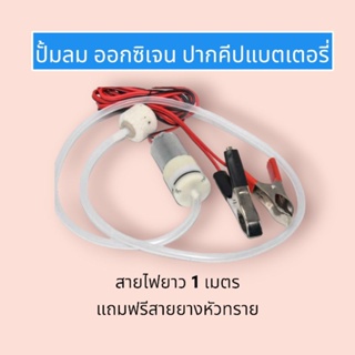 อ๊อกซิเจน 12V ปากคีบแบตเตอรี่  airpupm คีบแบตเตอรี่ได้ทุกขนาด ครบชุด แถมสายยางหัวทรายฟรี ปั้มปากคีปแบต ขังกุ้งเป็นตกปลา