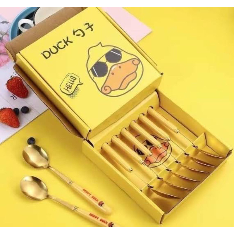 ส่งฟรี!! 1 แถม 1 ช้อนทอง ลายด้ามเป็ดเหลืองน้อย ส่งฟรี!!