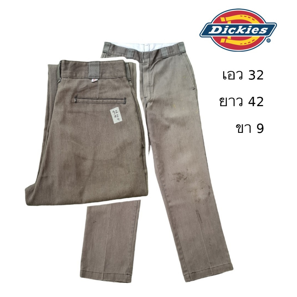 Dickies มือสอง กางเกงขายาวทรงกระบอก size 32 สีเขียวเทา
