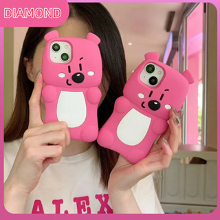 💲คูปองเคลม💲เคสไอโ case for iphone 11 12 หมีสีชมพู เคส 14 13 12 11 pro max วัสดุซิลิโคนทนทาน ป้องกันการตก