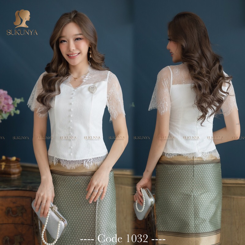 #1032 เสื้อลูกไม้ฝรั่งเศส