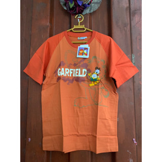 สื้อเชิ้ตสีส้ม Garfield ใหม่แท้ ไซส์ mงานปักสวย อก38ยาว26