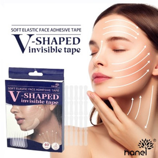 V shaped invisible tape แผ่นสติกเกอร์เก็บทรงหน้า-1 กล่องมี 40 แผ่น