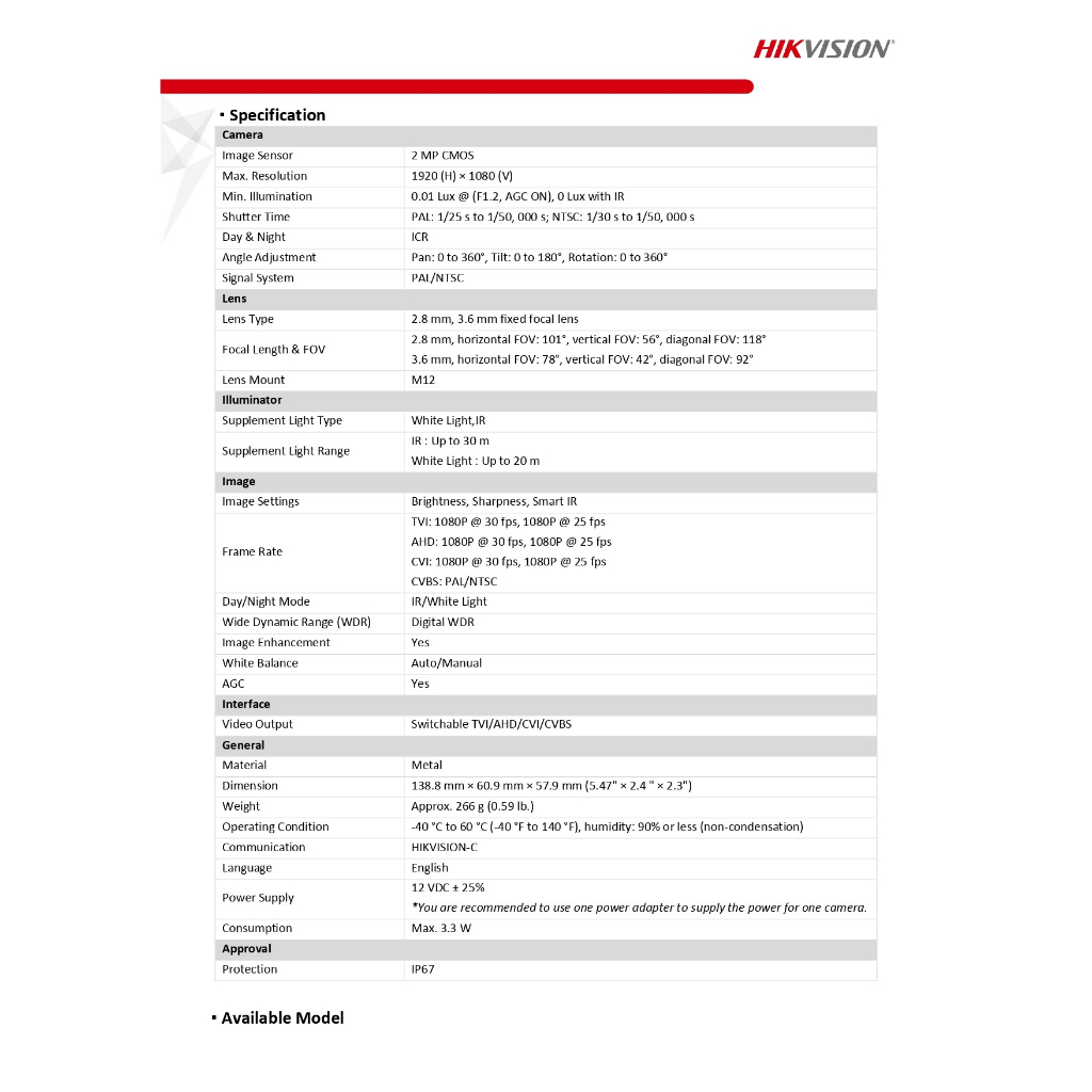 HIKVISION กล้องวงจรปิด 2MP Dual Light มีไมค์ในตัว DS-2CE16D0T-LFS - แบบเลือกซื้อ