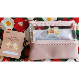 Disney Winnie the pooh zipper pouch กระเป๋าใส่เหรียญ / ใส่ของ หมีพูห์ Size : 9 x 12 cm 2 ซิป ของแท้จากญี่ปุ่น