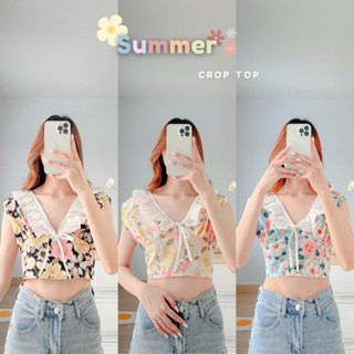 🌷มาใหม่ ⚡ ลดเหลือ 135.- เมื่อใส่โค้ด WYEEYNW 🧺 เสื้อลายดอก แต่งระบาย ผูกโบว์🌷Aprilsunday.bkk☀️