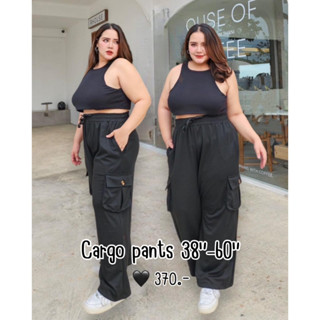 Black Cargo Pants กางเกงคาร์โก้ผ้ายืด 40"-60"